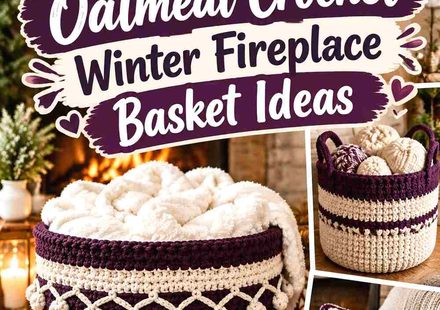 15 Plum Noir and Oatmeal Crochet Winter Fireplace Basket Ideas
