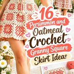 16 Persimmon and Oatmeal Crochet Granny Square Skirt Ideas