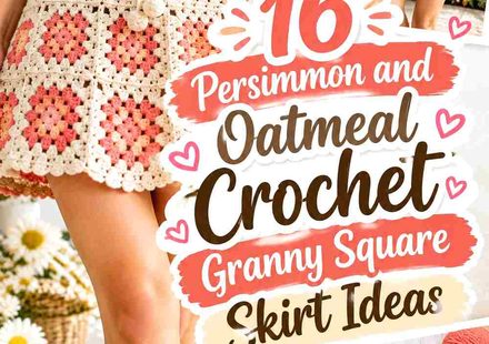 16 Persimmon and Oatmeal Crochet Granny Square Skirt Ideas