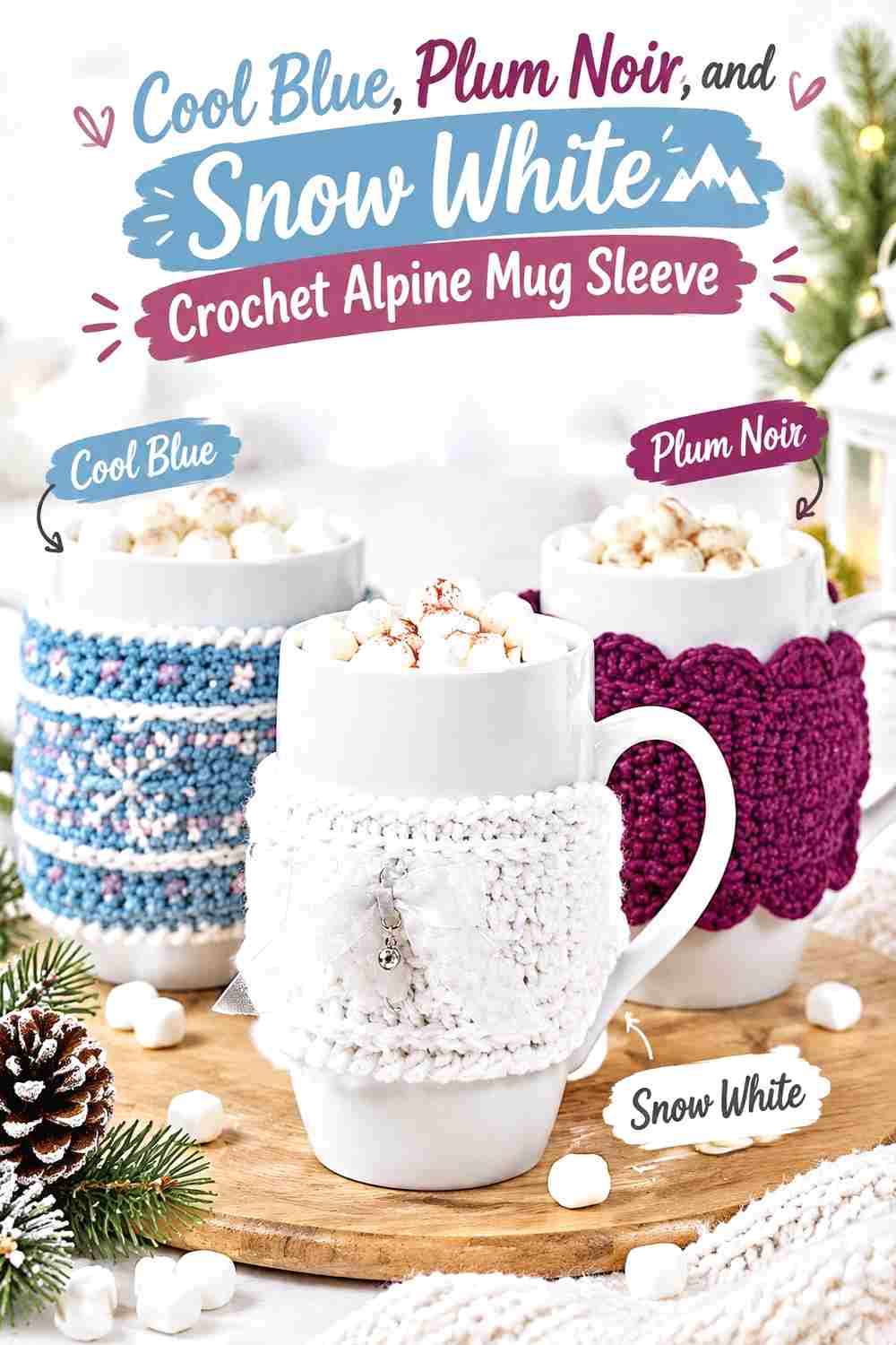 5. Cool Blue Plum Noir And Snow White Crochet Alpine Mug Sleeve