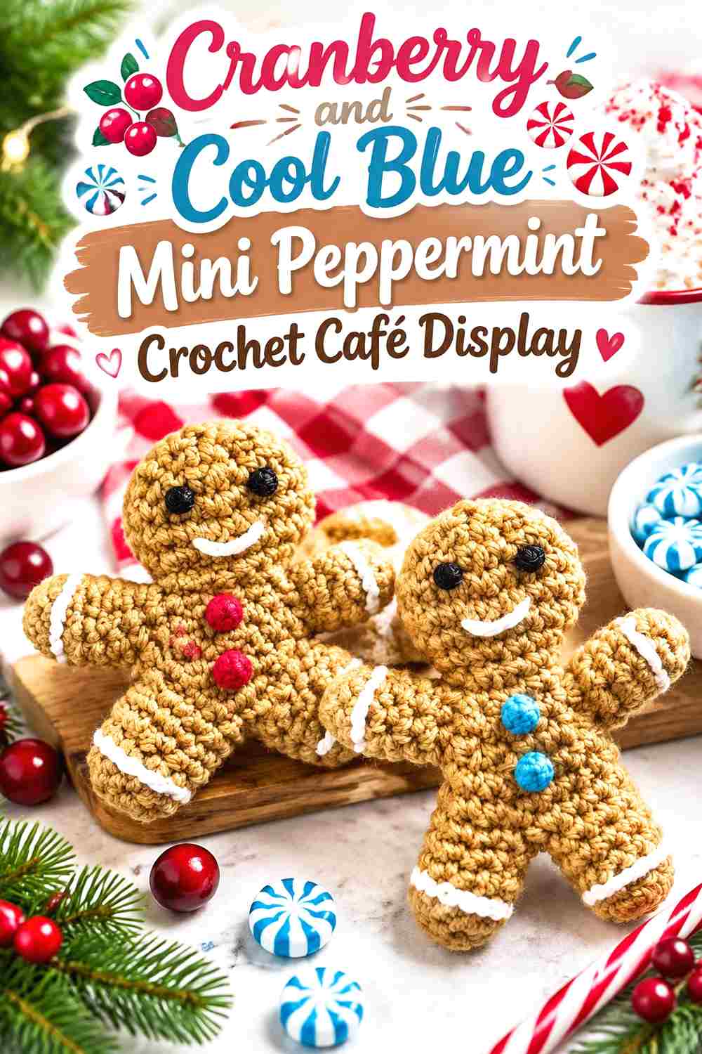 13. Cranberry And Cool Blue Mini Peppermint Crochet Cafe Display
