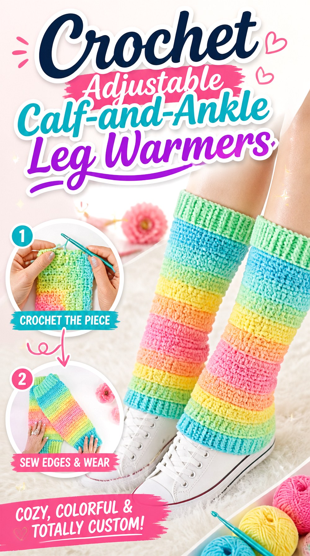 Crochet Adjustable Calf and Ankle Leg Warmers