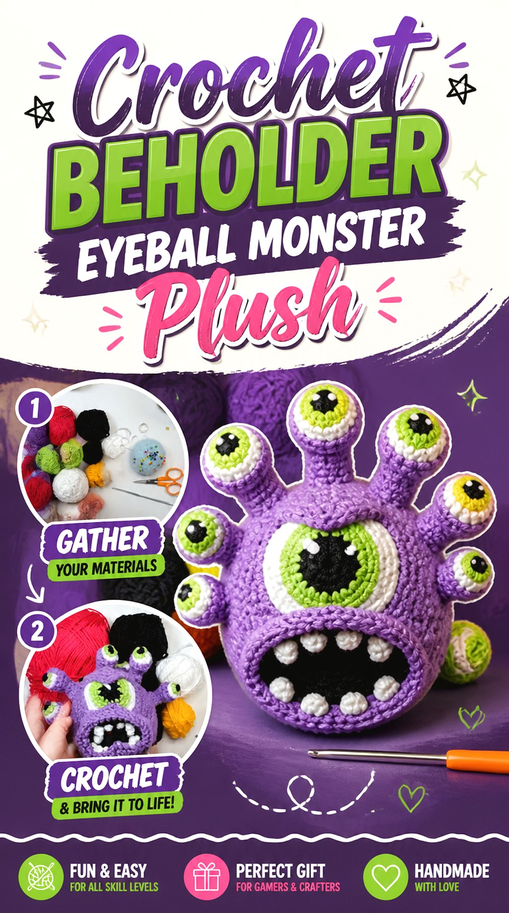 Crochet Beholder Eyeball Monster Plush