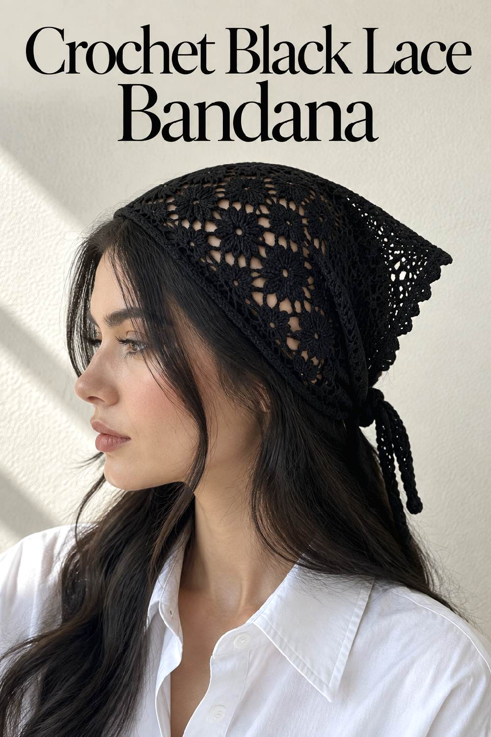 Crochet Black Lace Bandana