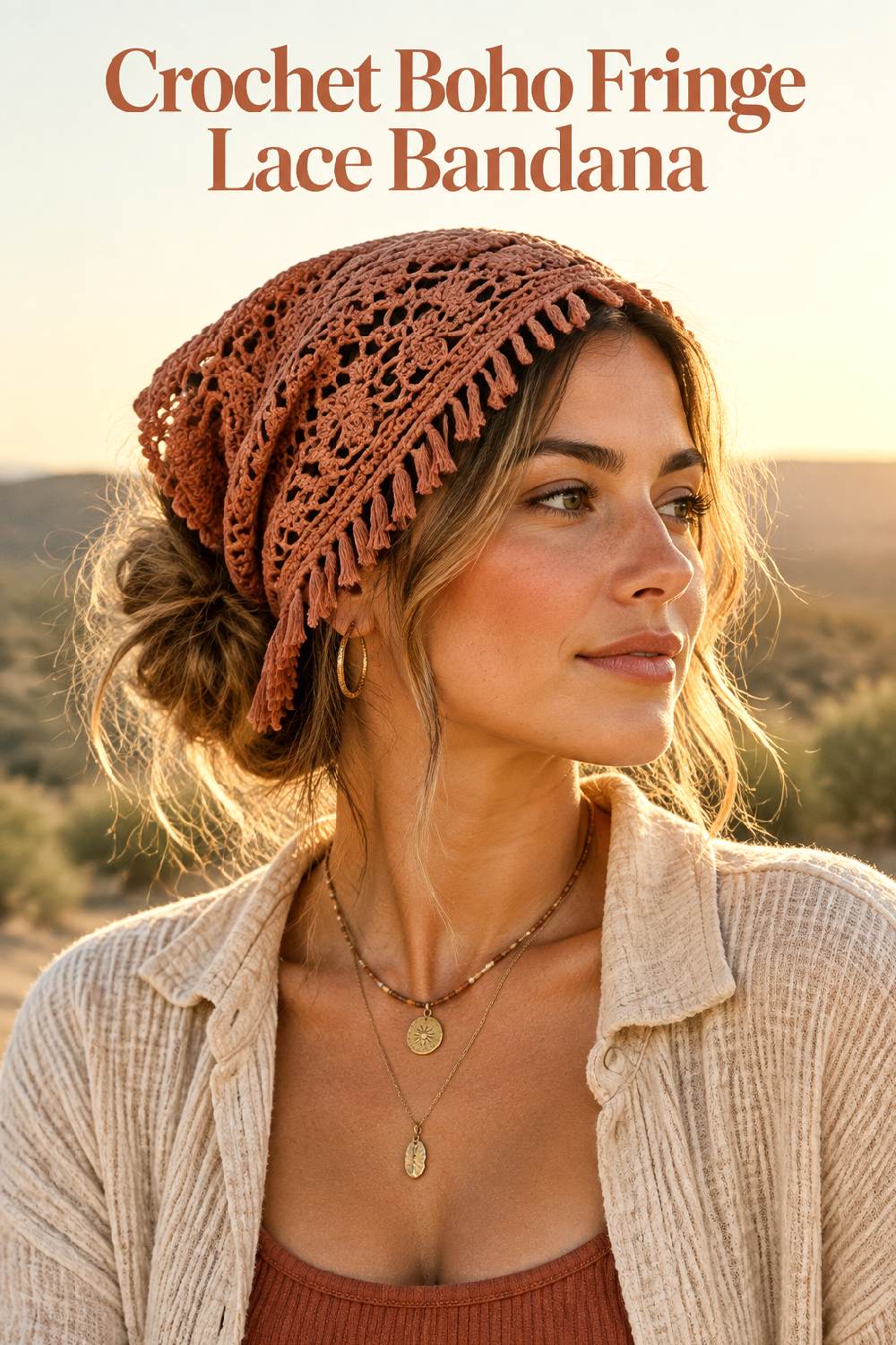 Crochet Boho Fringe Lace Bandana