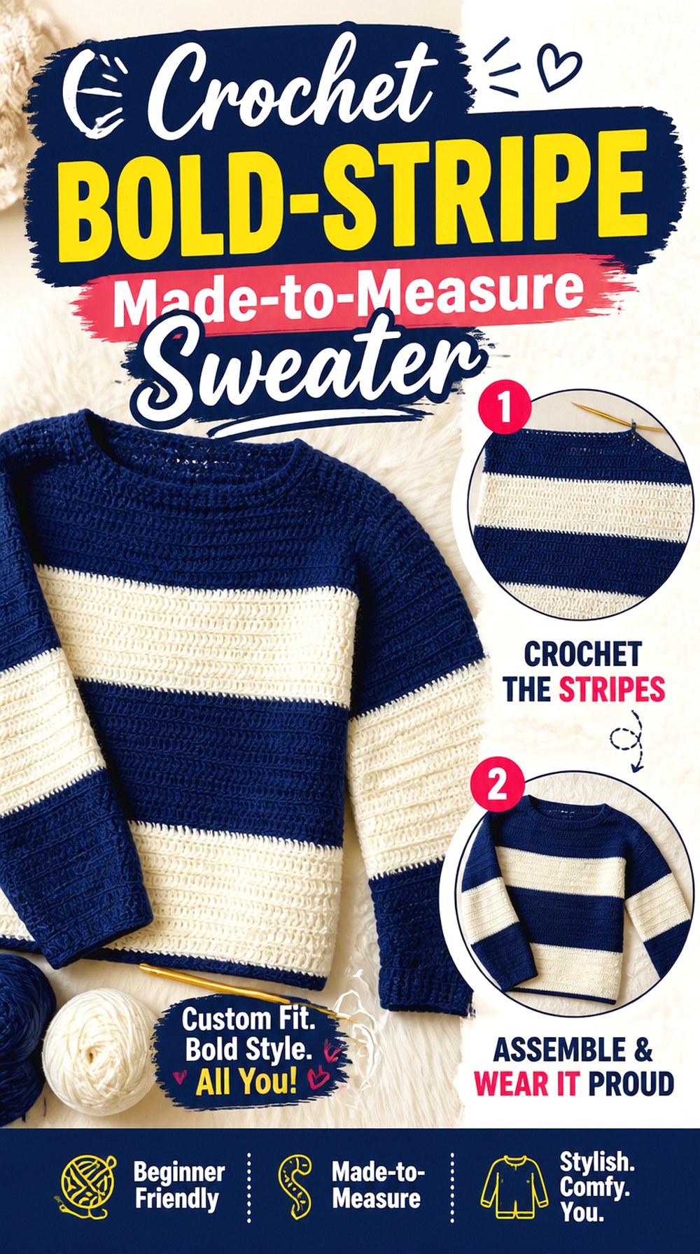 Crochet Bold Stripe Made to Measure Sweater