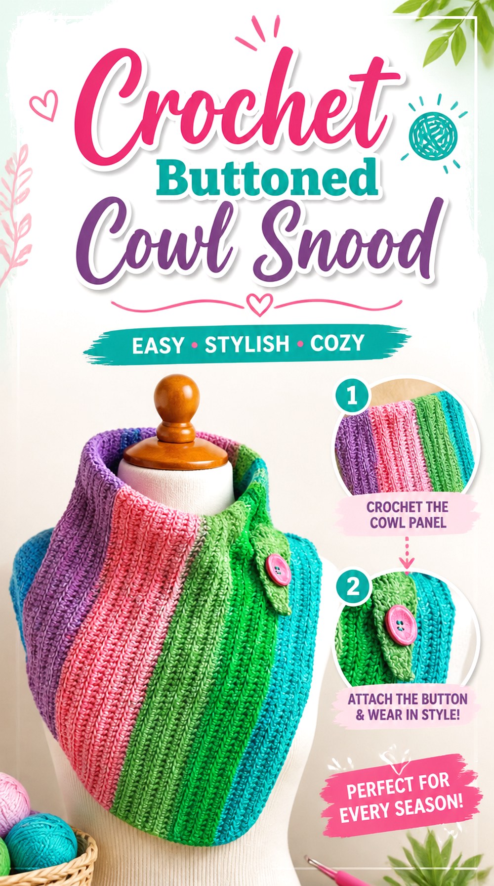 Crochet Buttoned Cowl Snood
