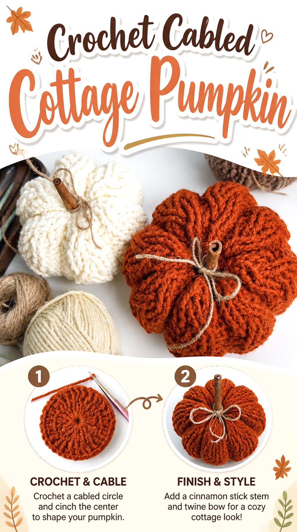 Crochet Cabled Cottage Pumpkin
