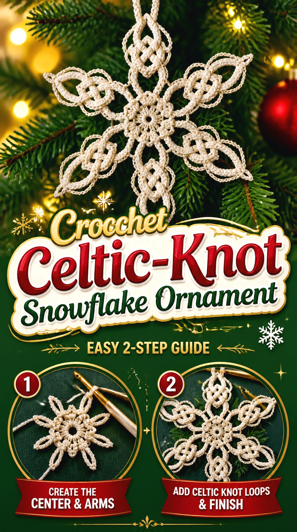 Crochet Celtic Knot Snowflake Ornament