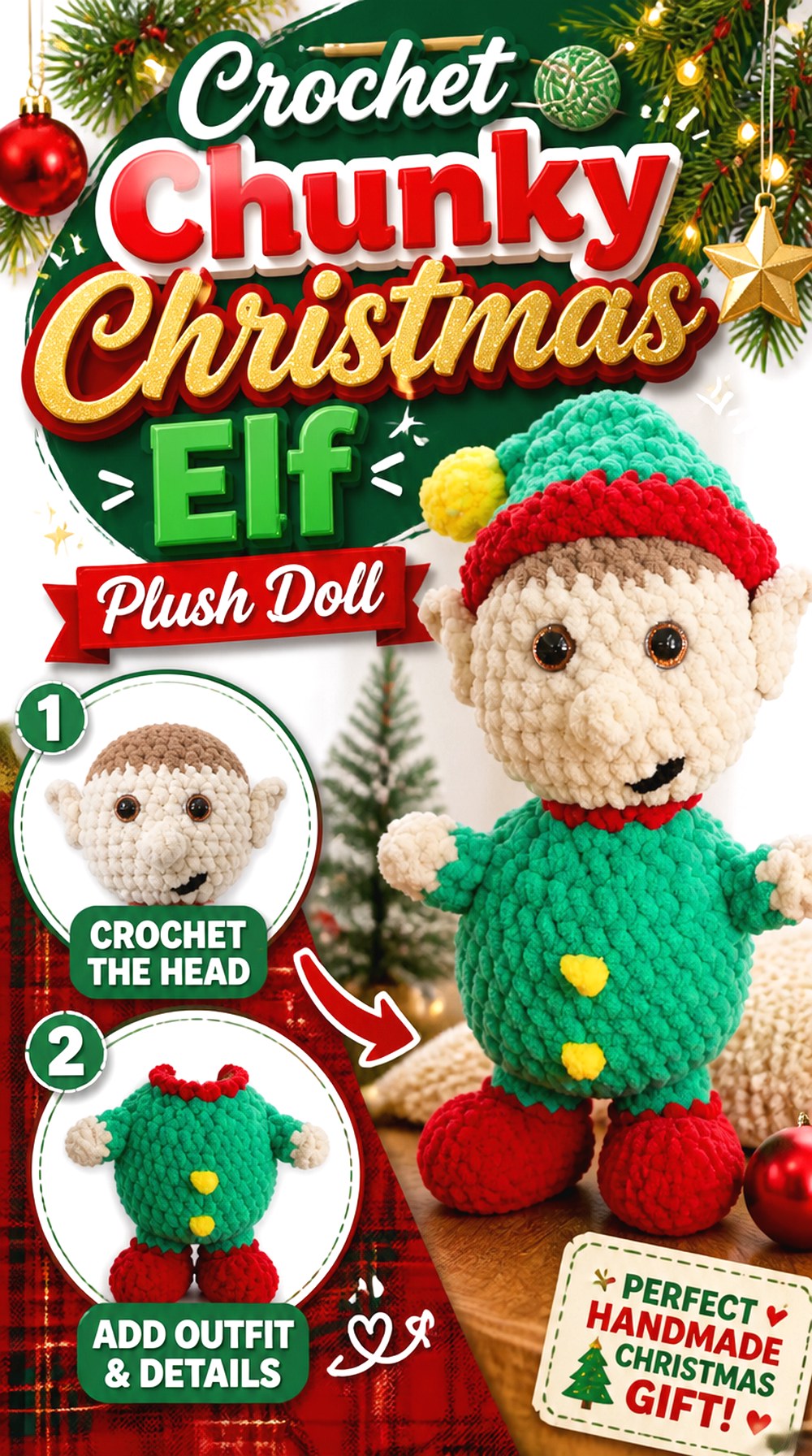 Crochet Chunky Christmas Elf Plush Doll
