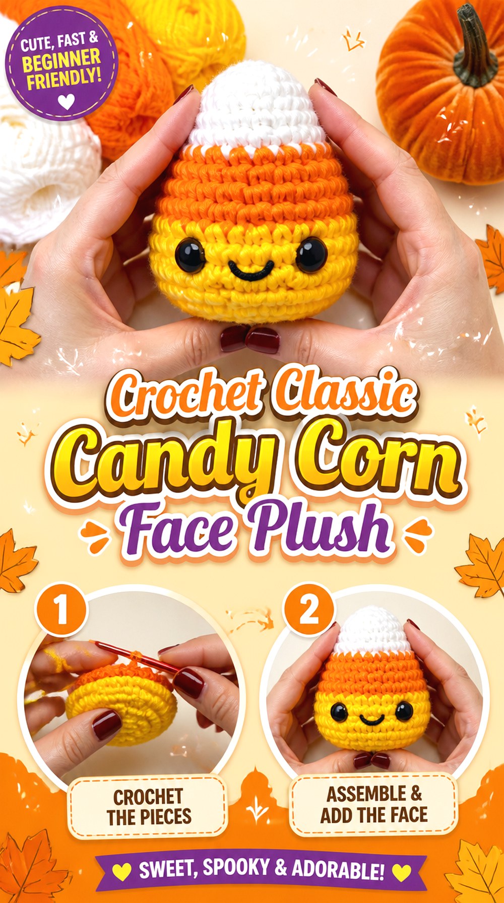 Crochet Classic Candy Corn Face Plush