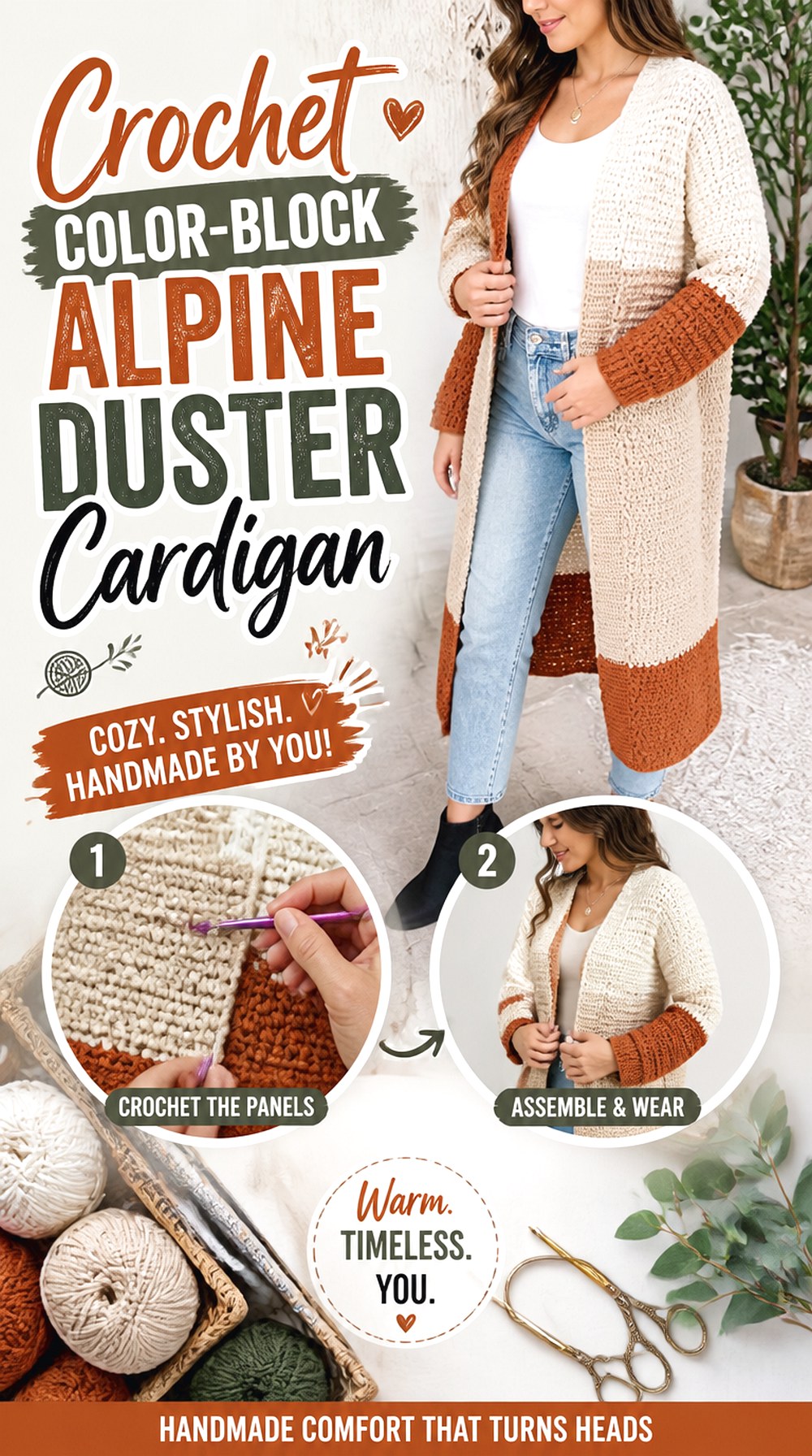 Crochet Color Block Alpine Duster Cardigan