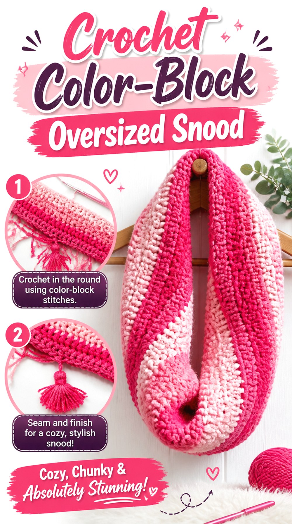 Crochet Color Block Oversized Snood