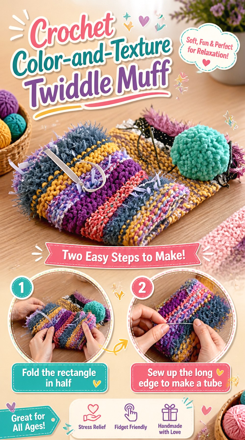 Crochet Color and Texture Twiddle Muff