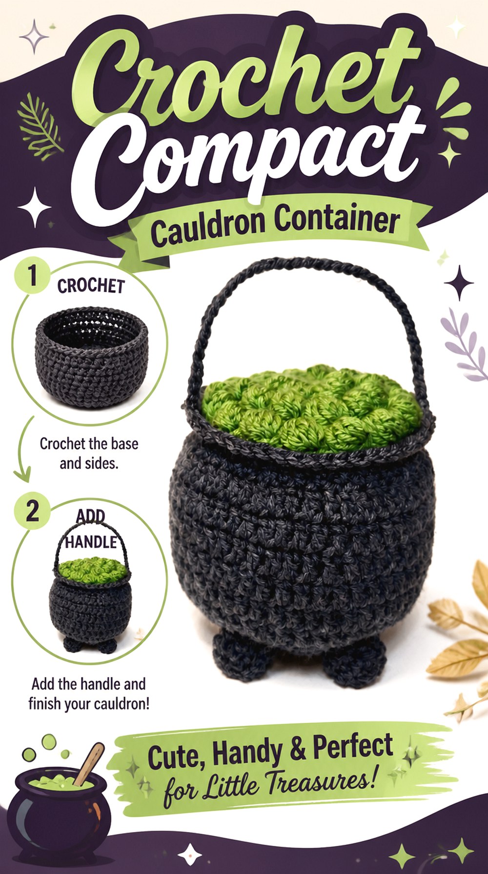 Crochet Compact Cauldron Container