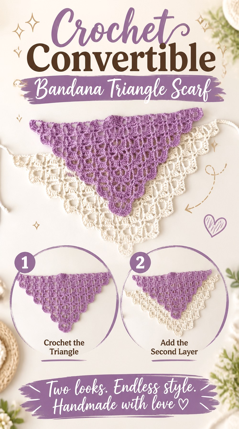 Crochet Convertible Bandana Triangle Scarf