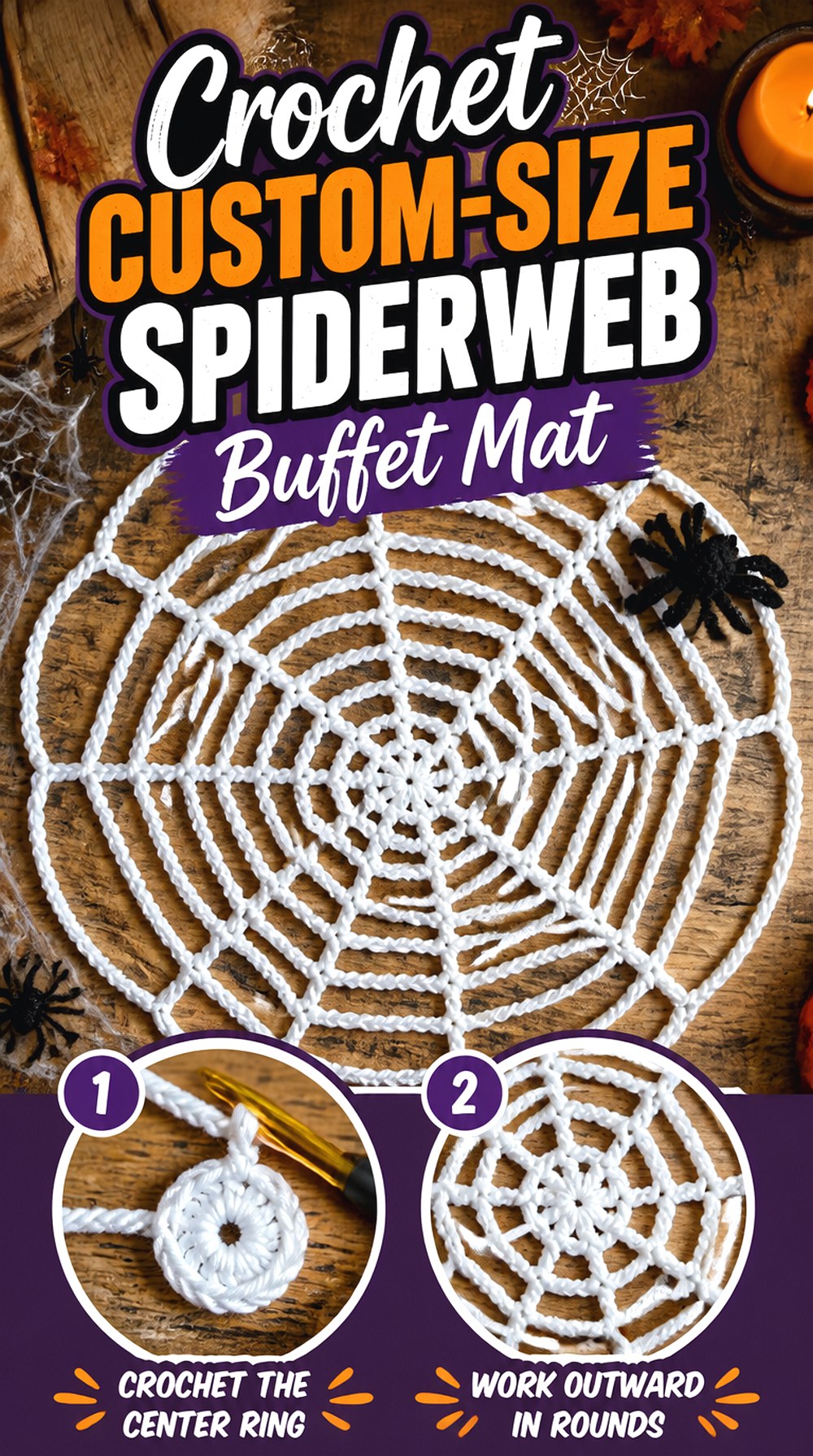 Crochet Custom Size Spiderweb Buffet Mat