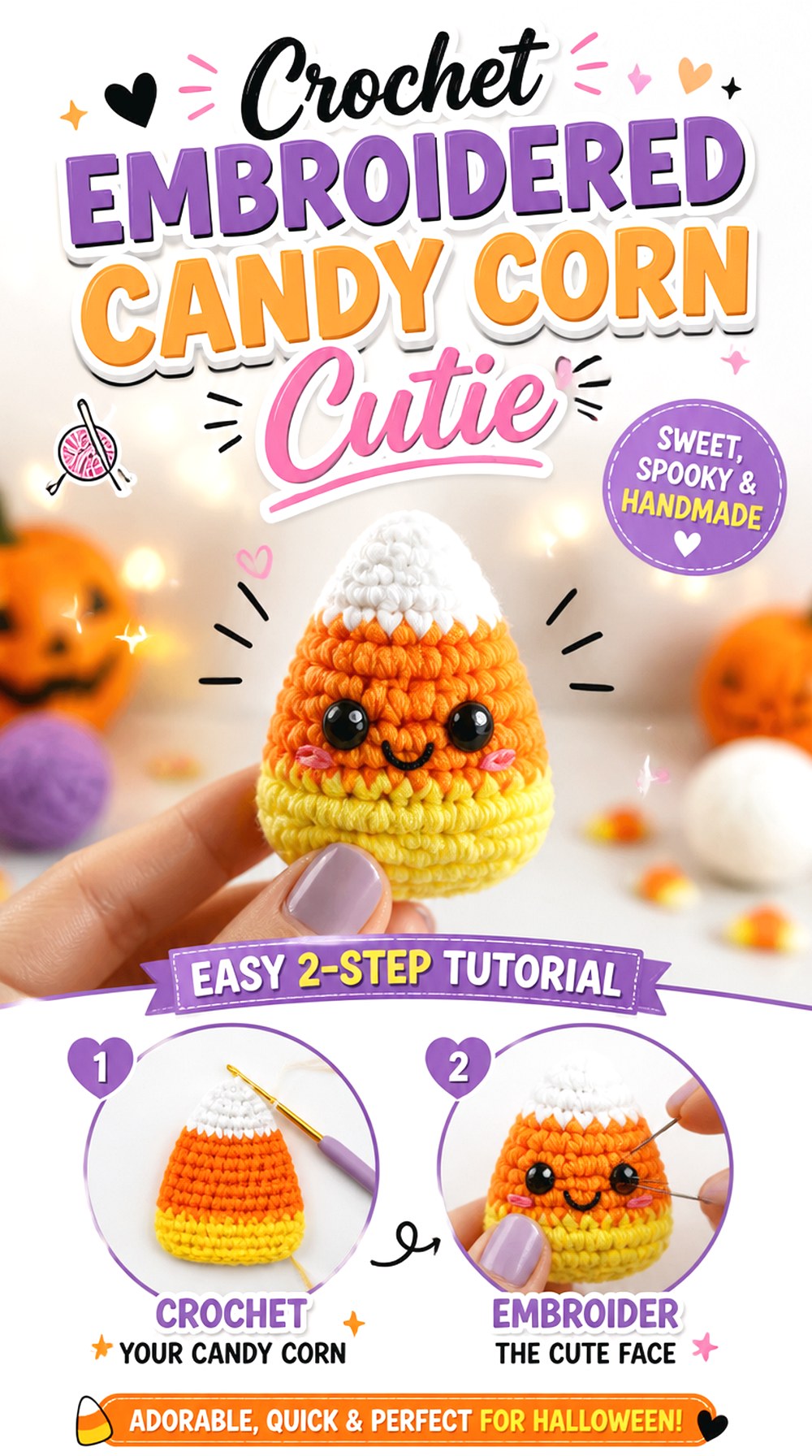 Crochet Embroidered Candy Corn Cutie