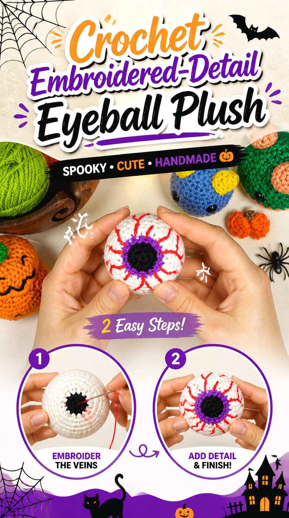 Crochet Embroidered Detail Eyeball Plush