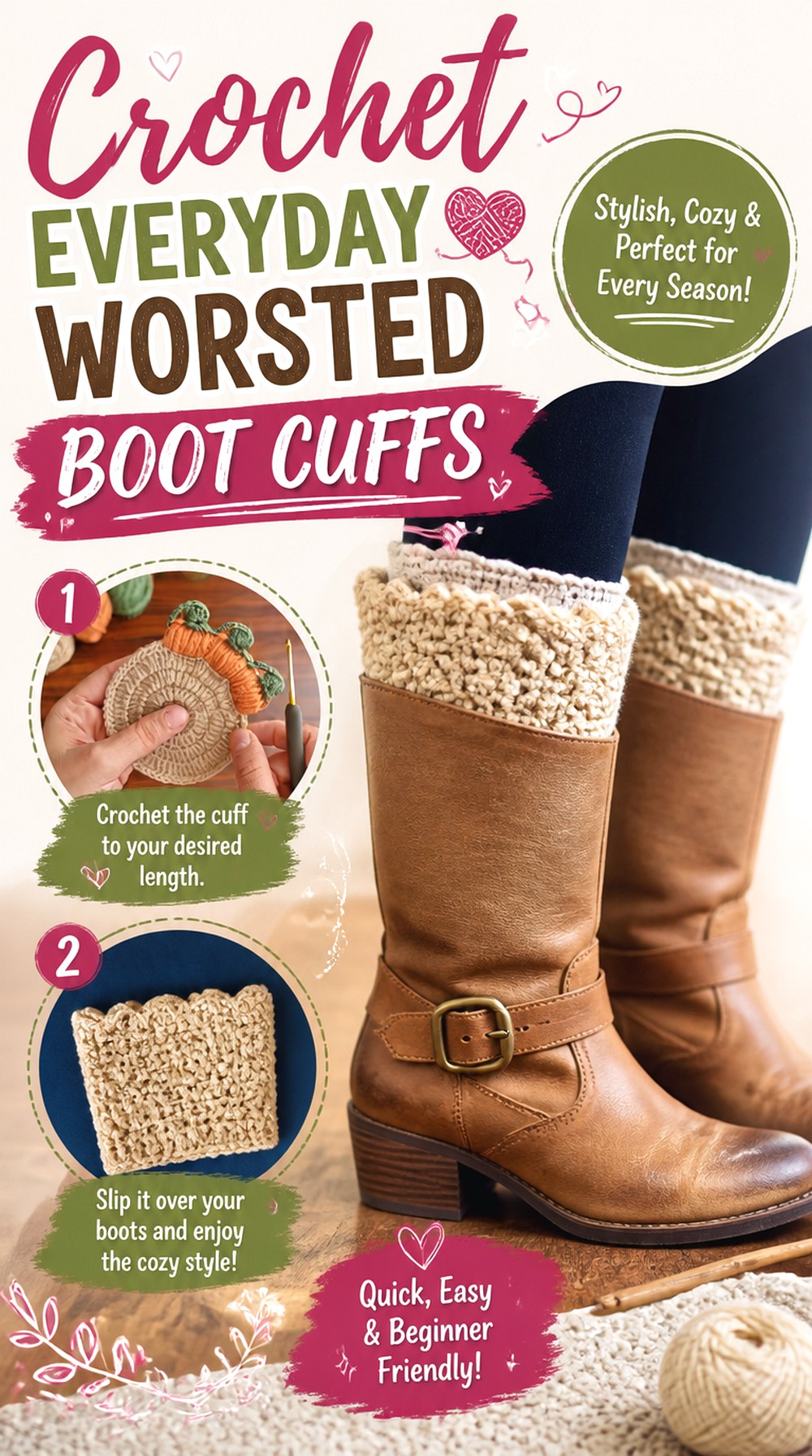 Crochet Everyday Worsted Boot Cuffs