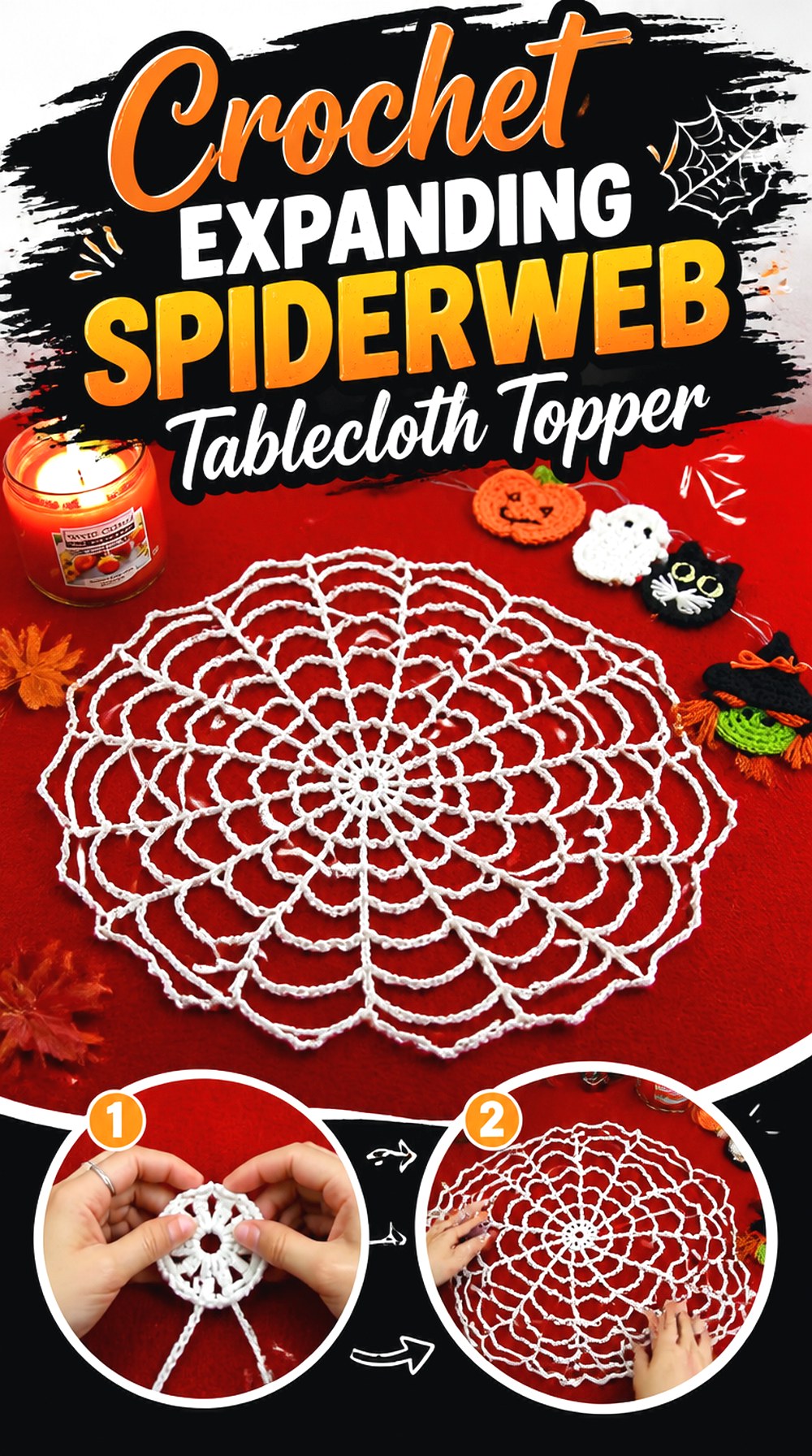 Crochet Expanding Spiderweb Tablecloth Topper