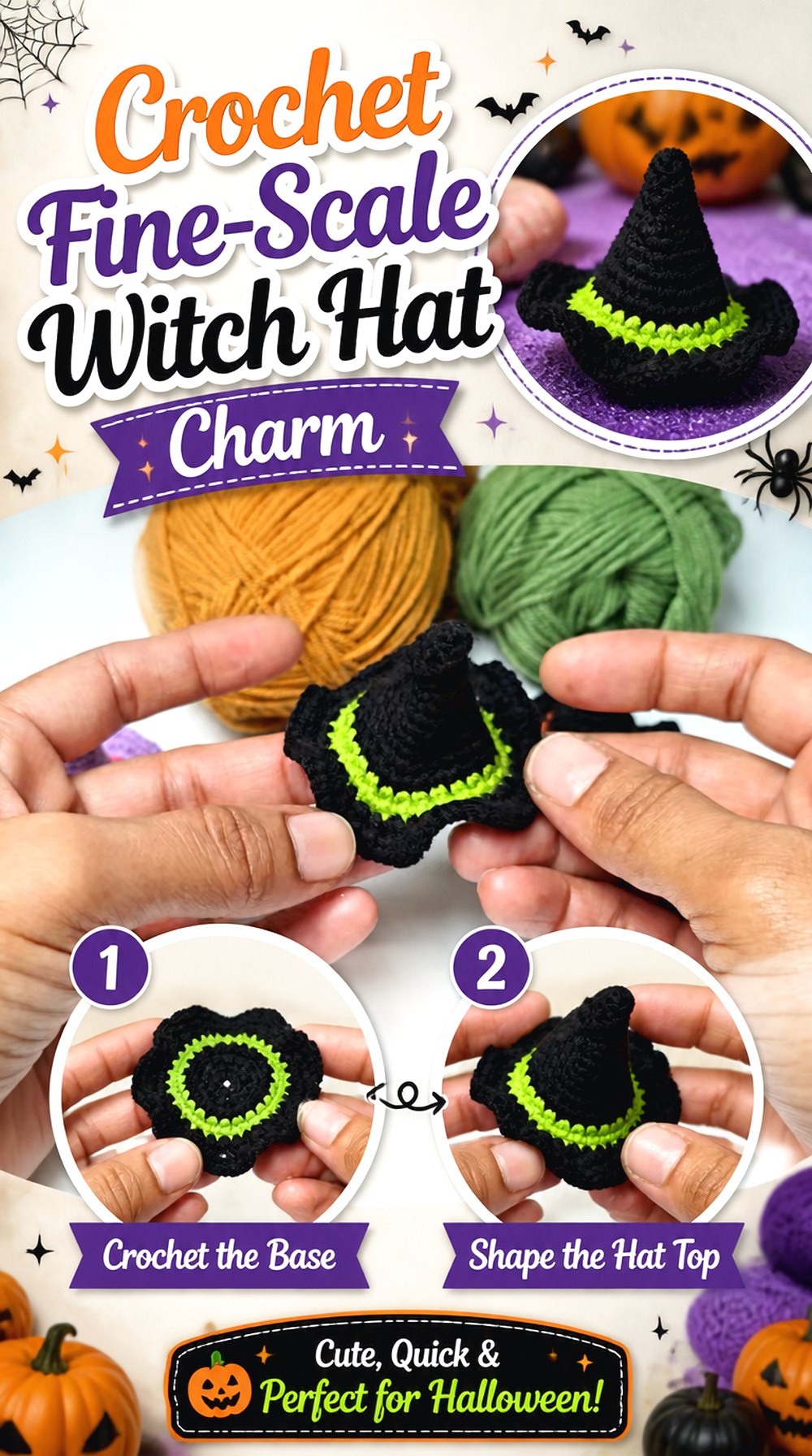Crochet Fine Scale Witch Hat Charm