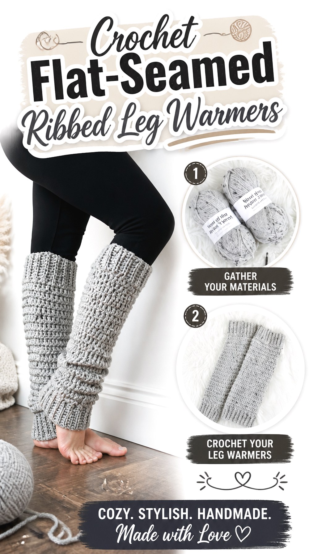 Crochet Flat Seamed Ribbed Leg Warmers