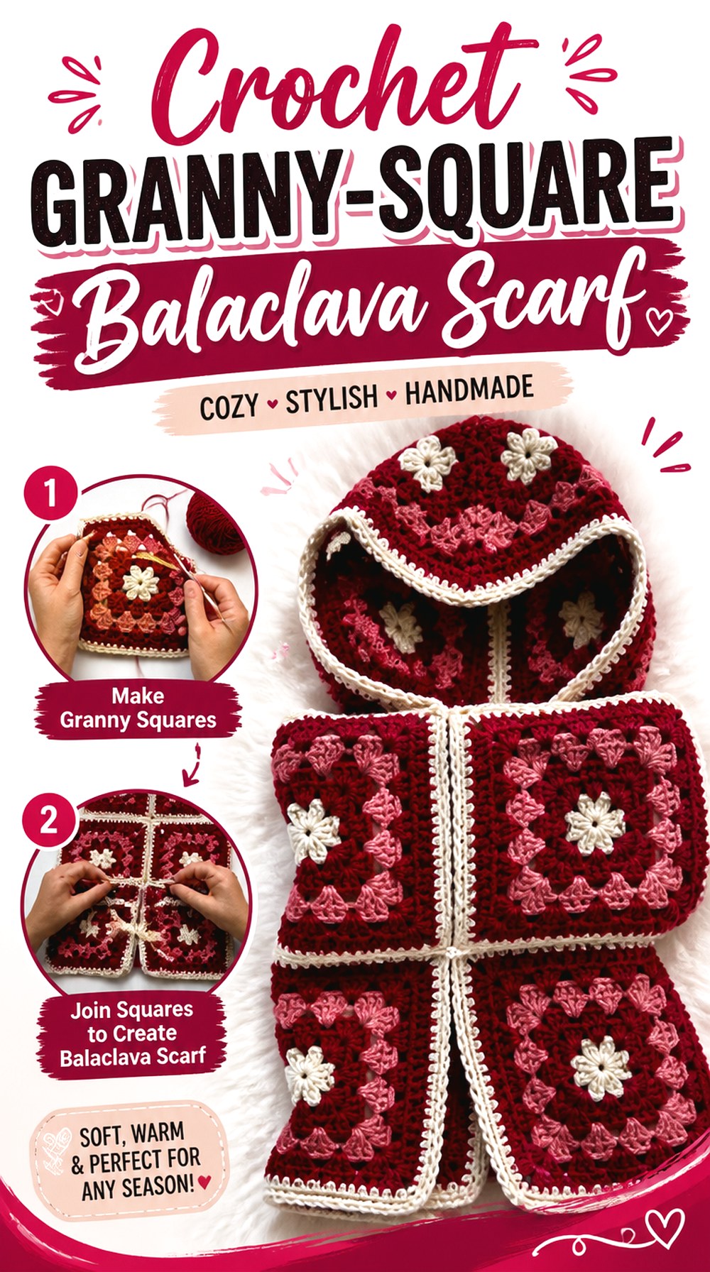Crochet Granny Square Balaclava Scarf