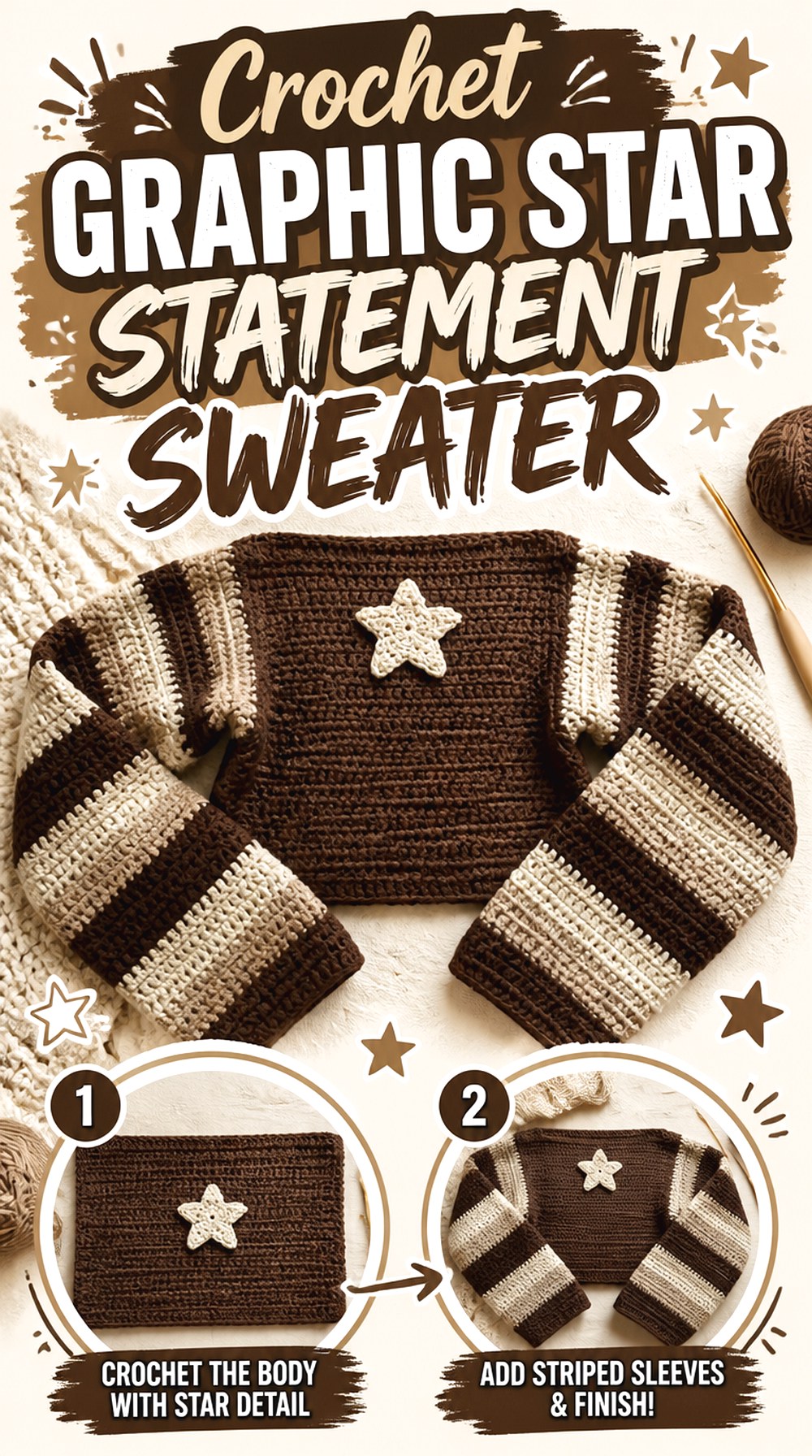 Crochet Graphic Star Statement Sweater