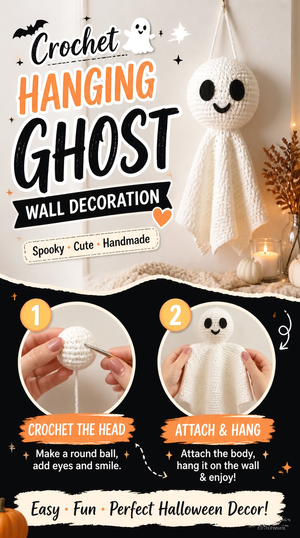 Crochet Hanging Ghost Wall Decoration