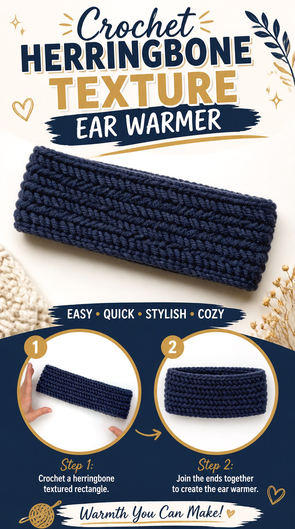 Crochet Herringbone Texture Ear Warmer