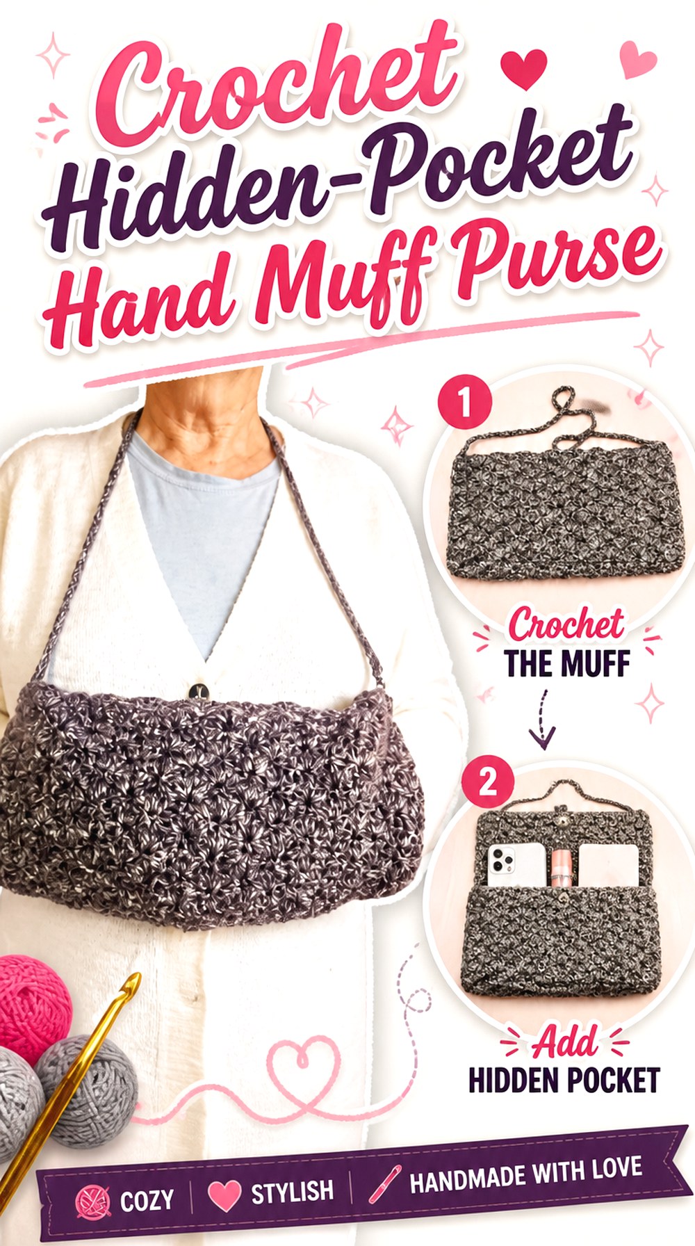 Crochet Hidden Pocket Hand Muff Purse