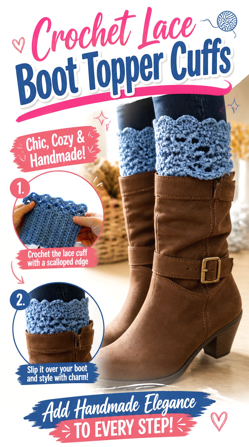 Crochet Lace Boot Topper Cuffs