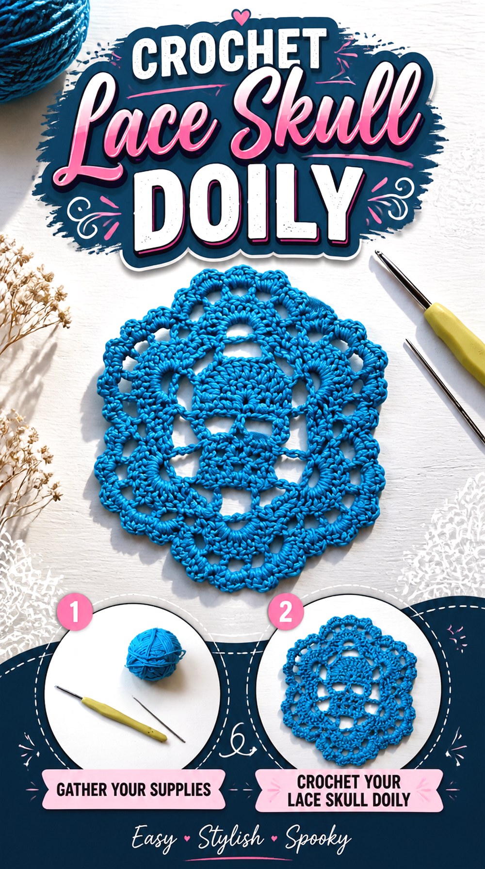 Crochet Lace Skull Doily