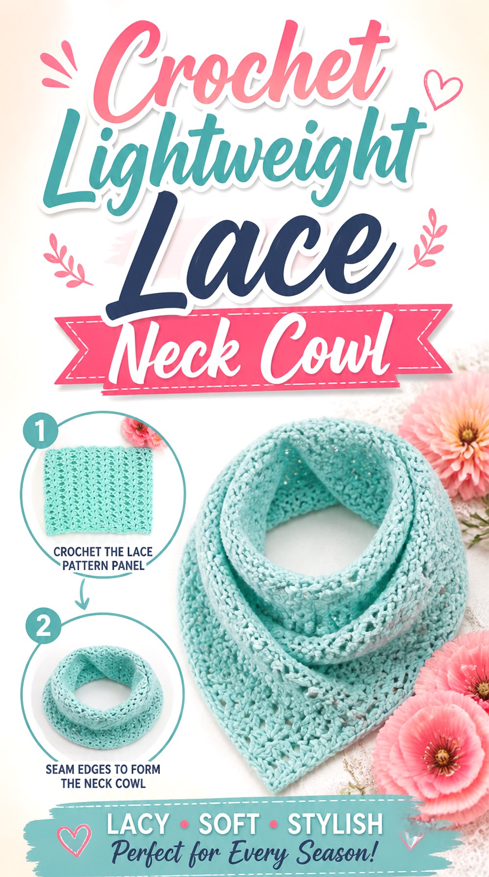Crochet Lightweight Lace Neck Cowl