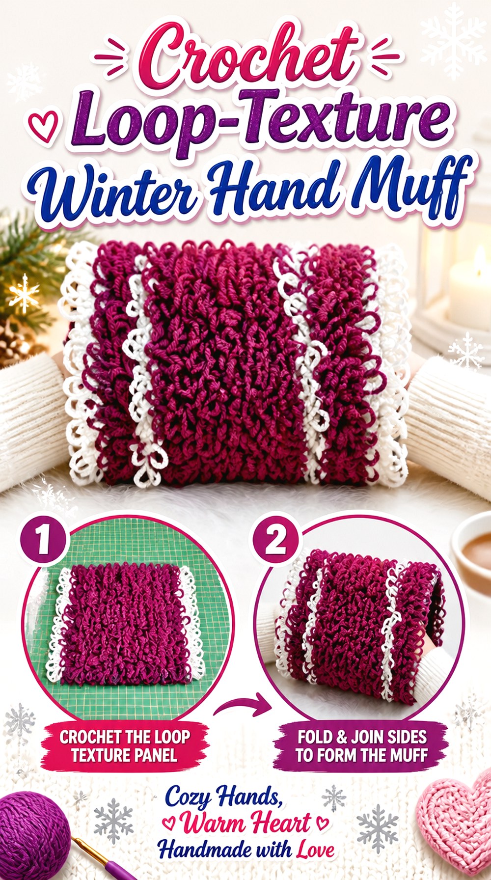 Crochet Loop Texture Winter Hand Muff