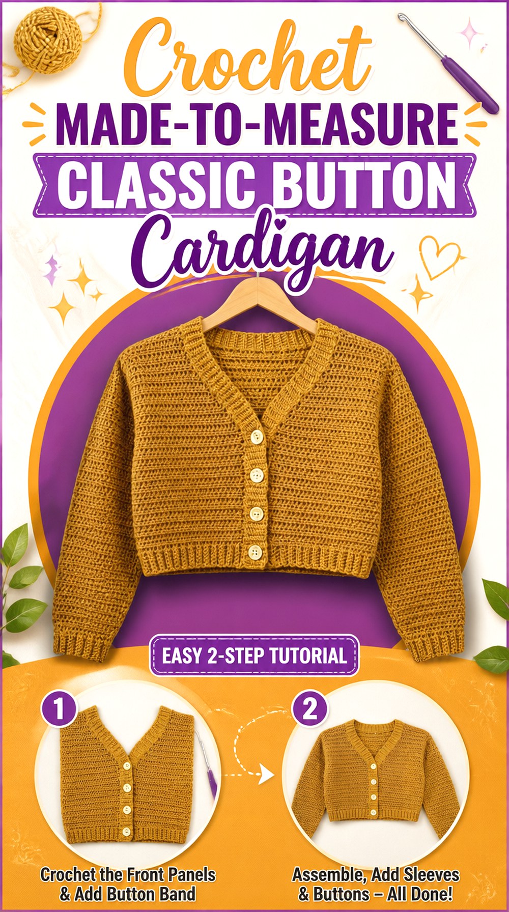 Crochet Made to Measure Classic Button Cardigan