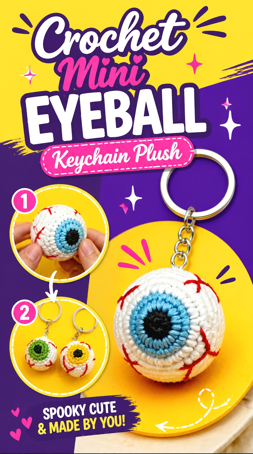 Crochet Mini Eyeball Keychain Plush