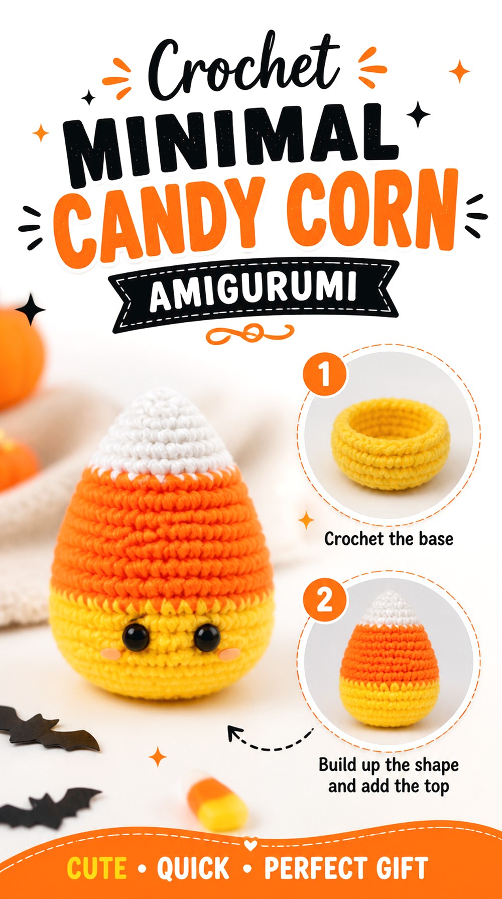 Crochet Minimal Candy Corn Amigurumi