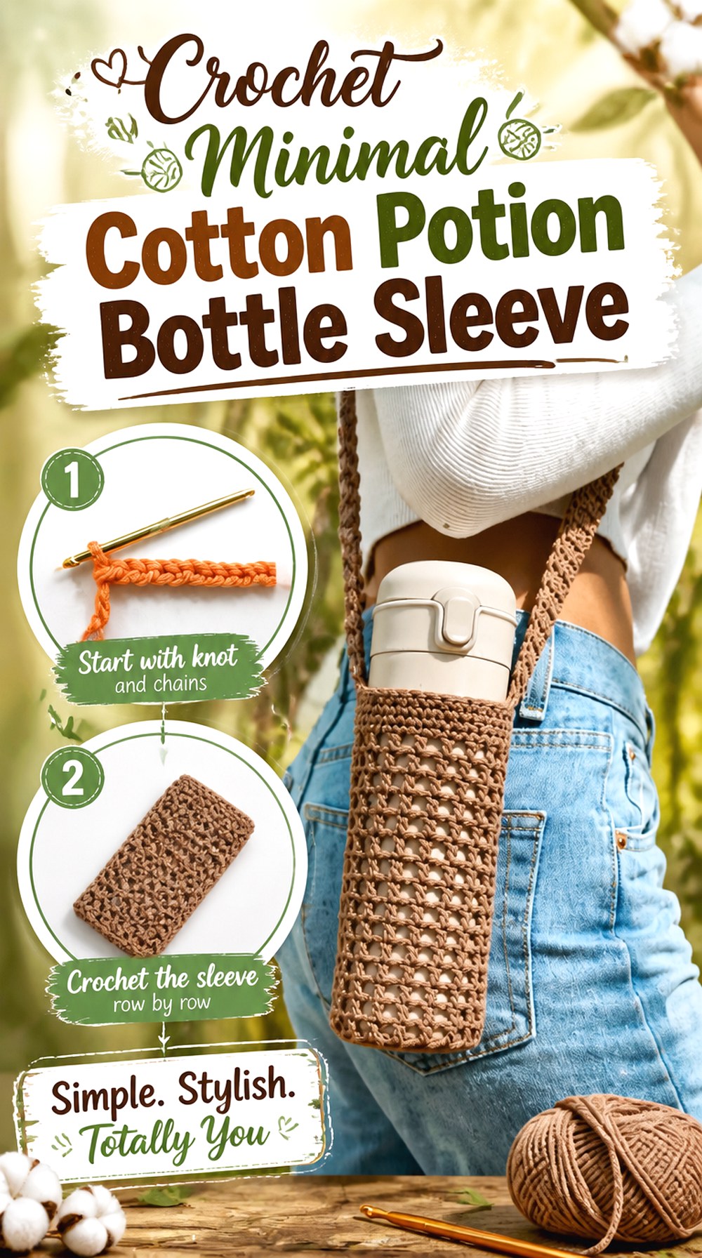 Crochet Minimal Cotton Potion Bottle Sleeve