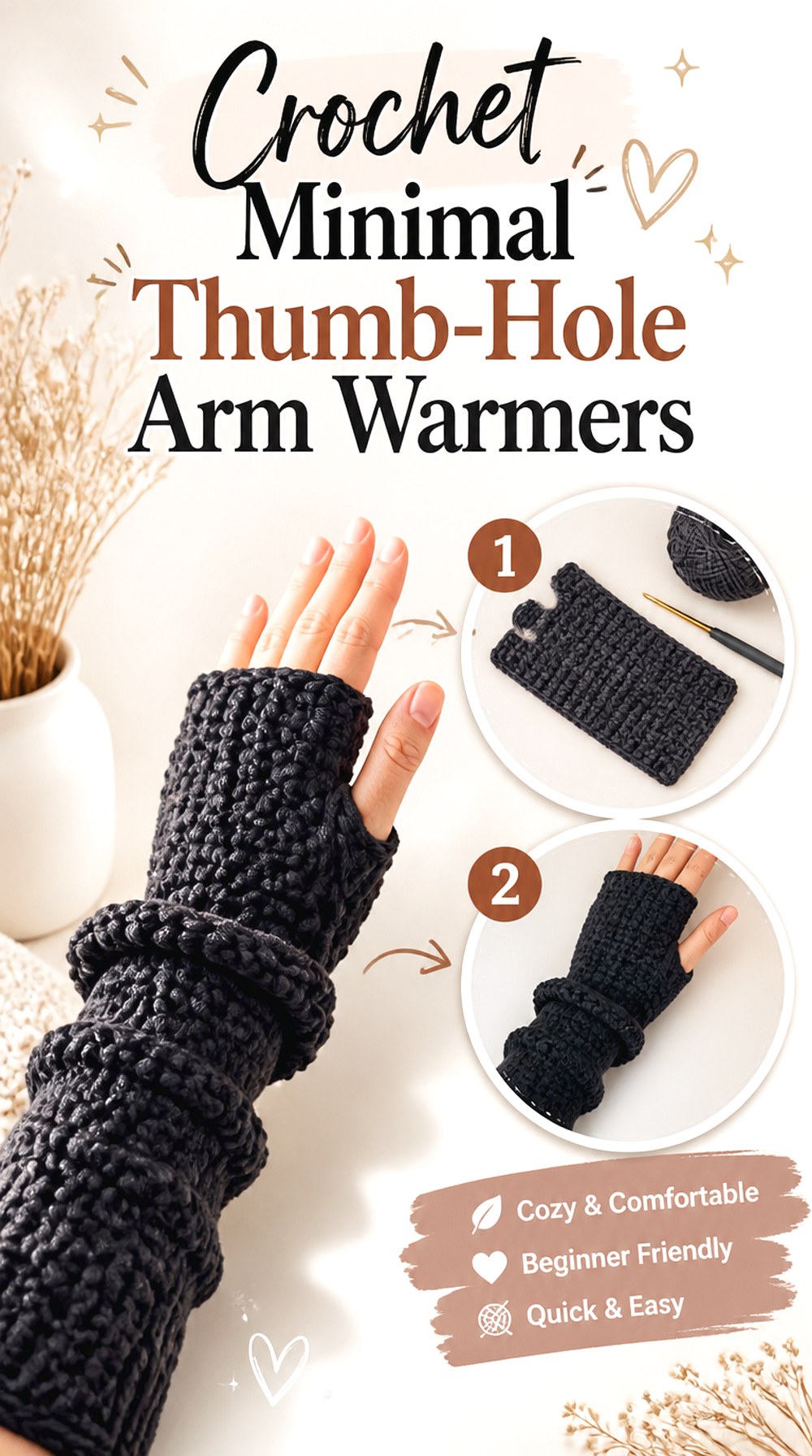 Crochet Minimal Thumb Hole Arm Warmers