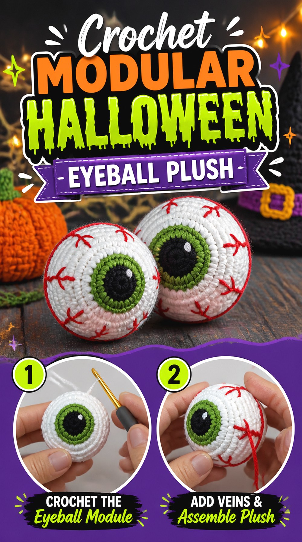 Crochet Modular Halloween Eyeball Plush