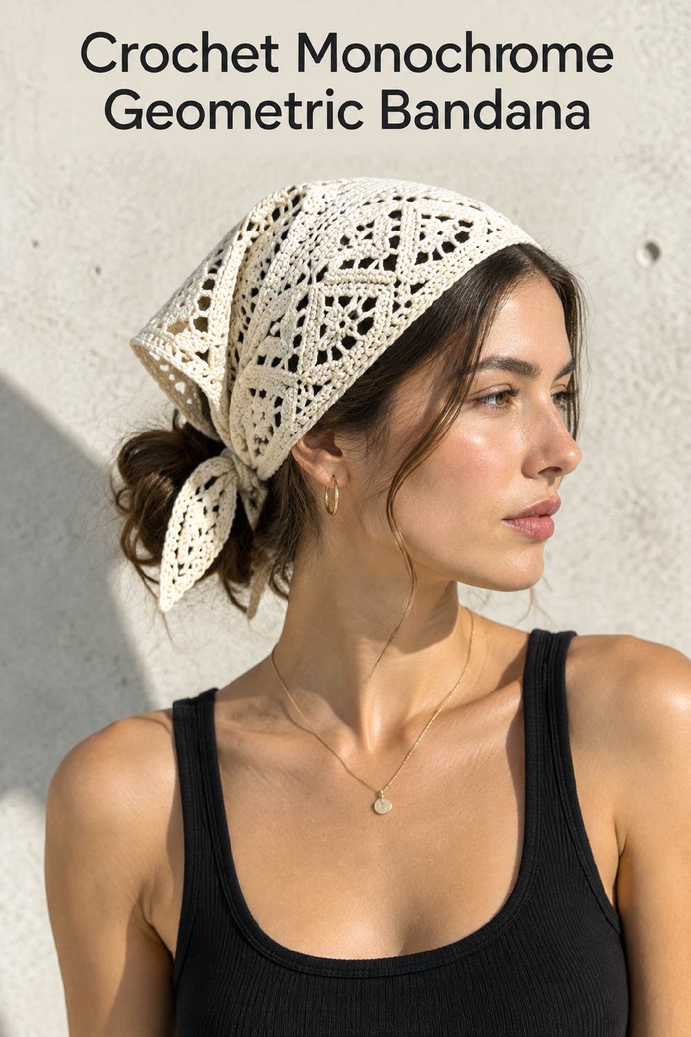 Crochet Monochrome Geometric Bandana