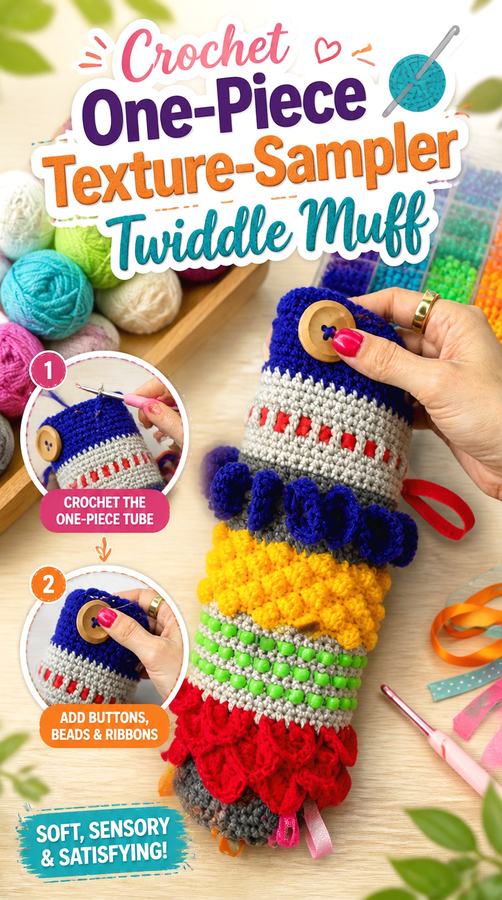 Crochet One Piece Texture Sampler Twiddle Muff