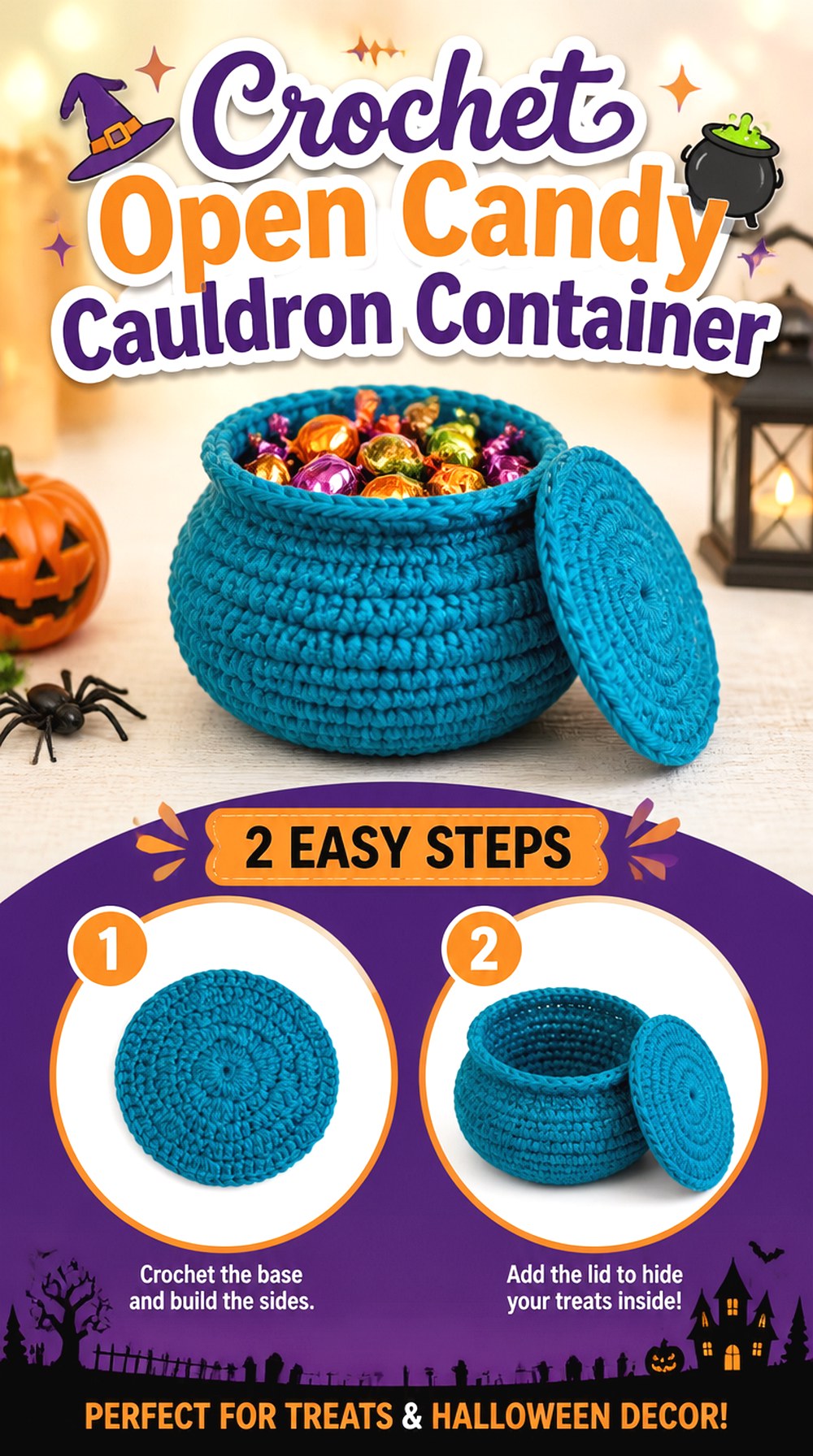 Crochet Open Candy Cauldron Container