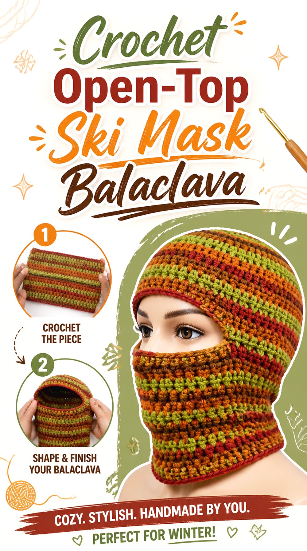 Crochet Open Top Ski Mask Balaclava