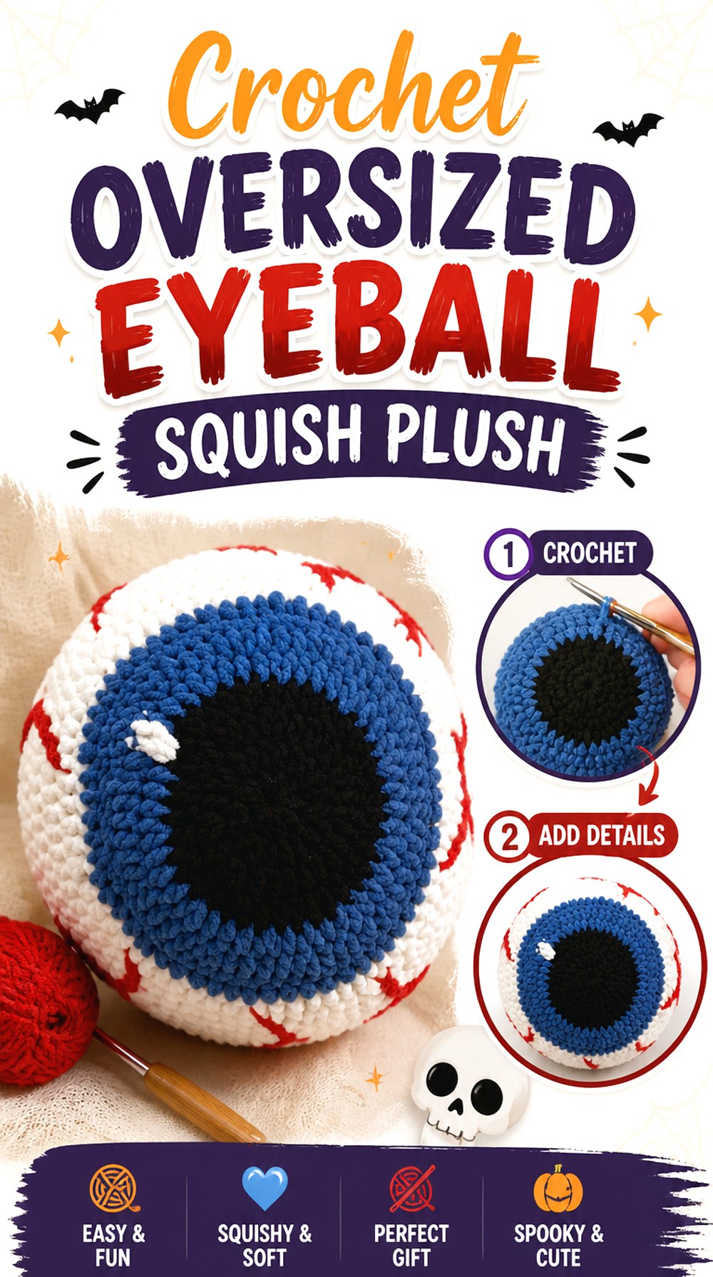 Crochet Oversized Eyeball Squish Plush