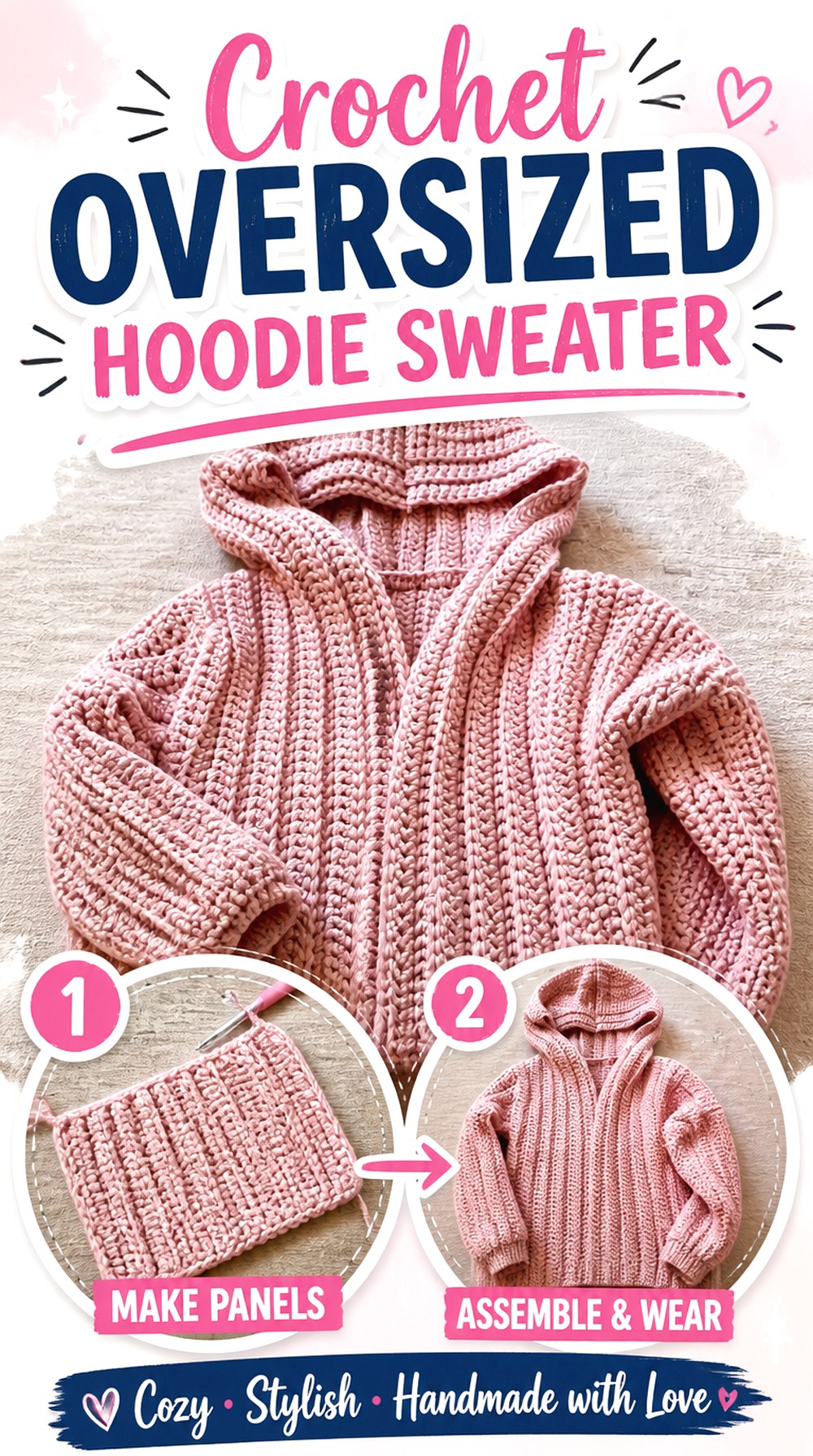 Crochet Oversized Hoodie Sweater