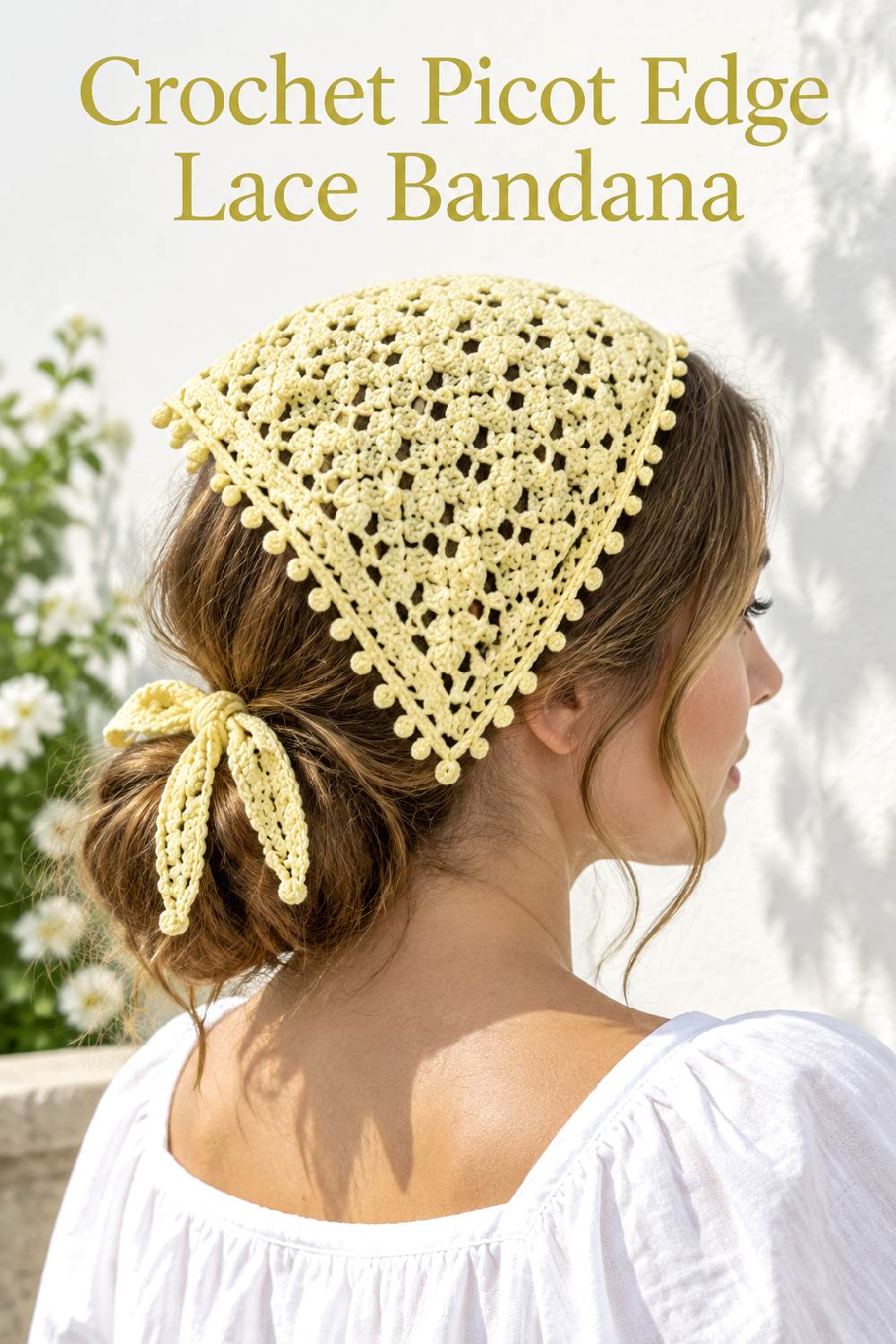 Crochet Picot Edge Lace Bandana