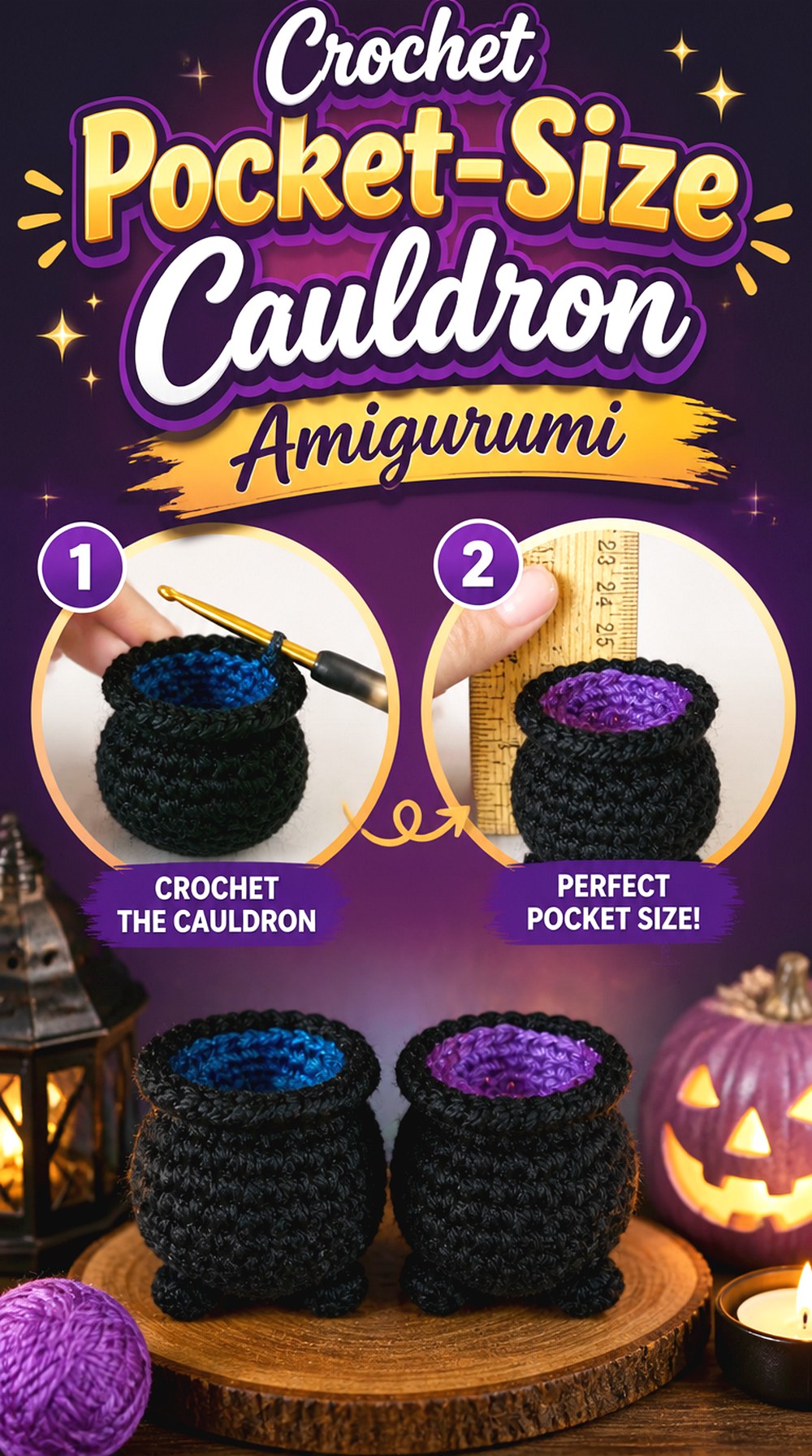Crochet Pocket Size Cauldron Amigurumi
